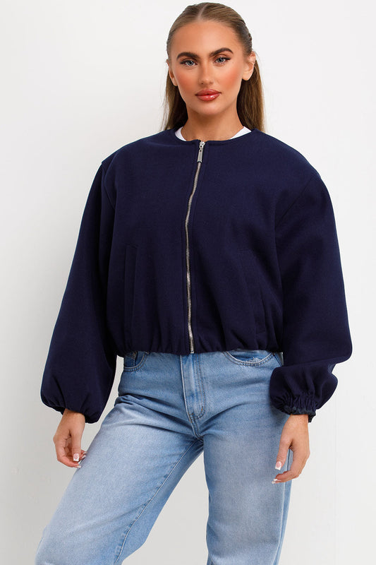 Soft Bomber Jacket Navy