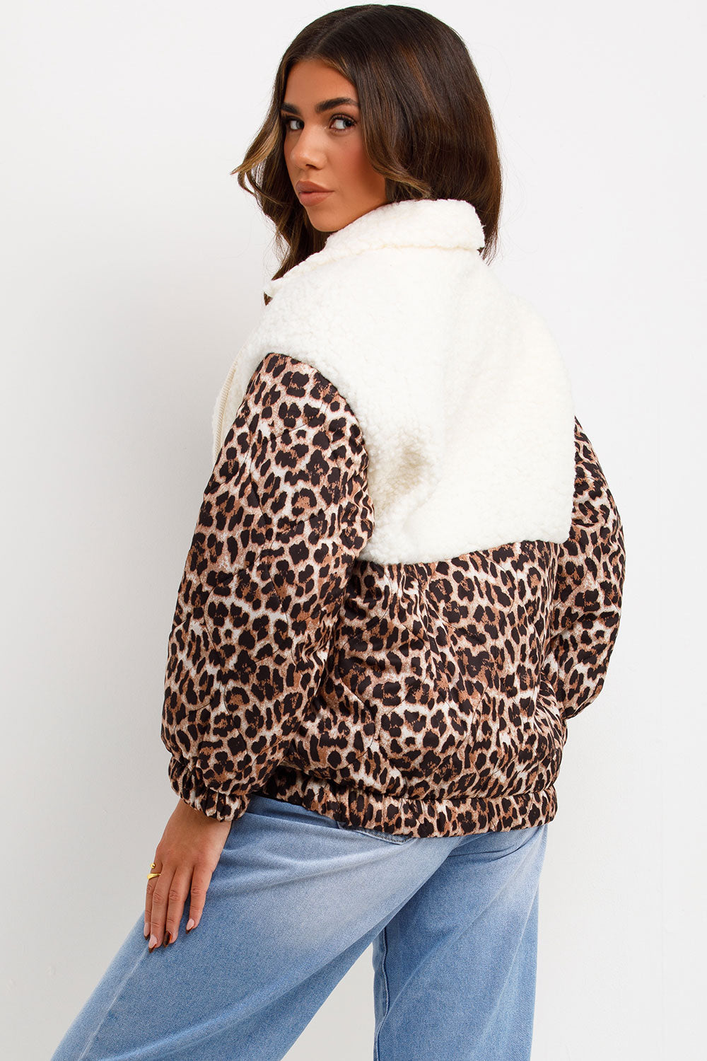 Teddybear Jacket With Quilted Leopard Print Detail