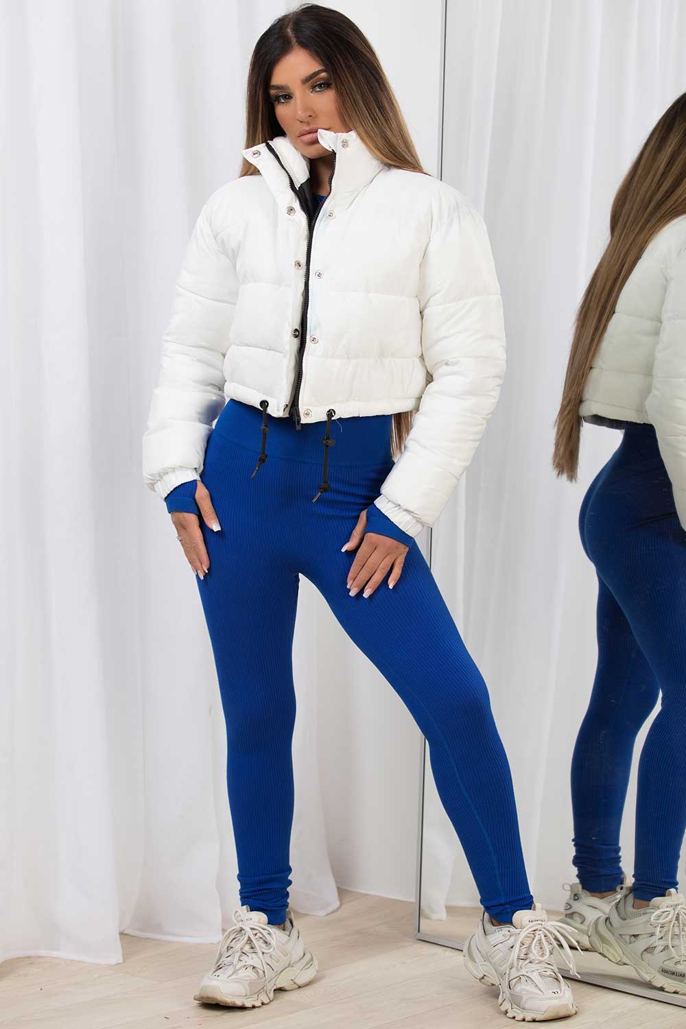 White Crop Puffer Jacket