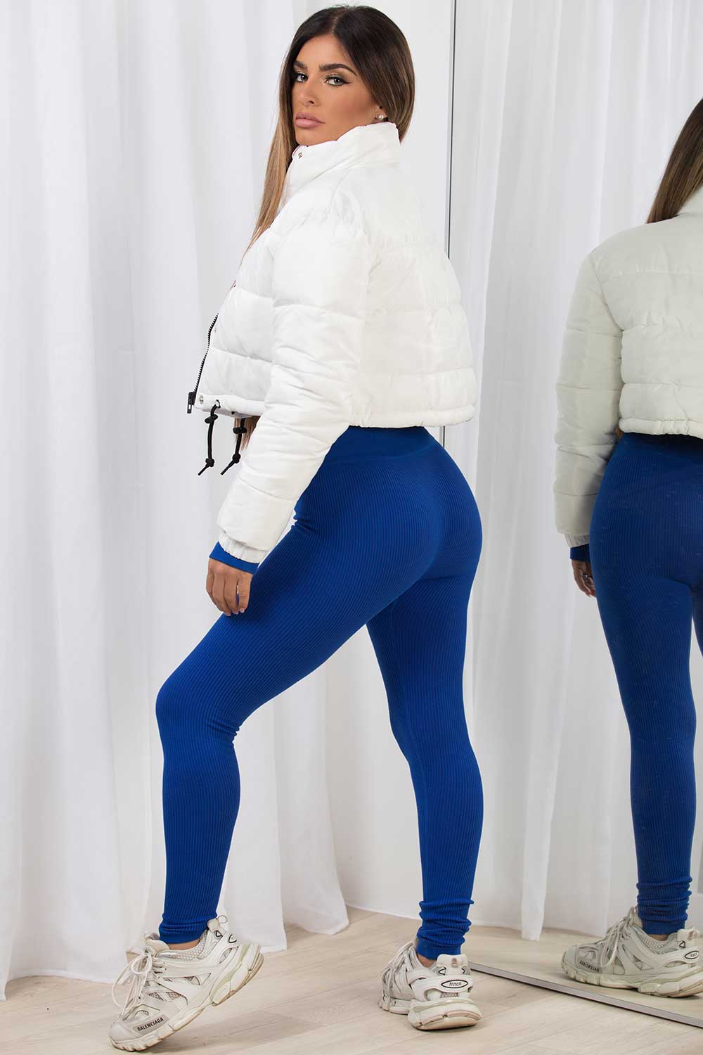 White Crop Puffer Jacket