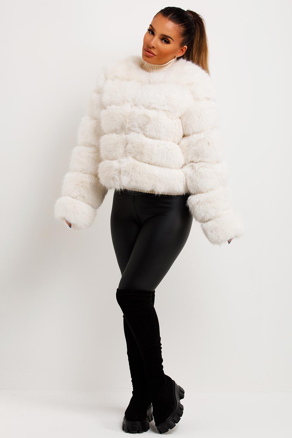 White Faux Fur Bubble Coat