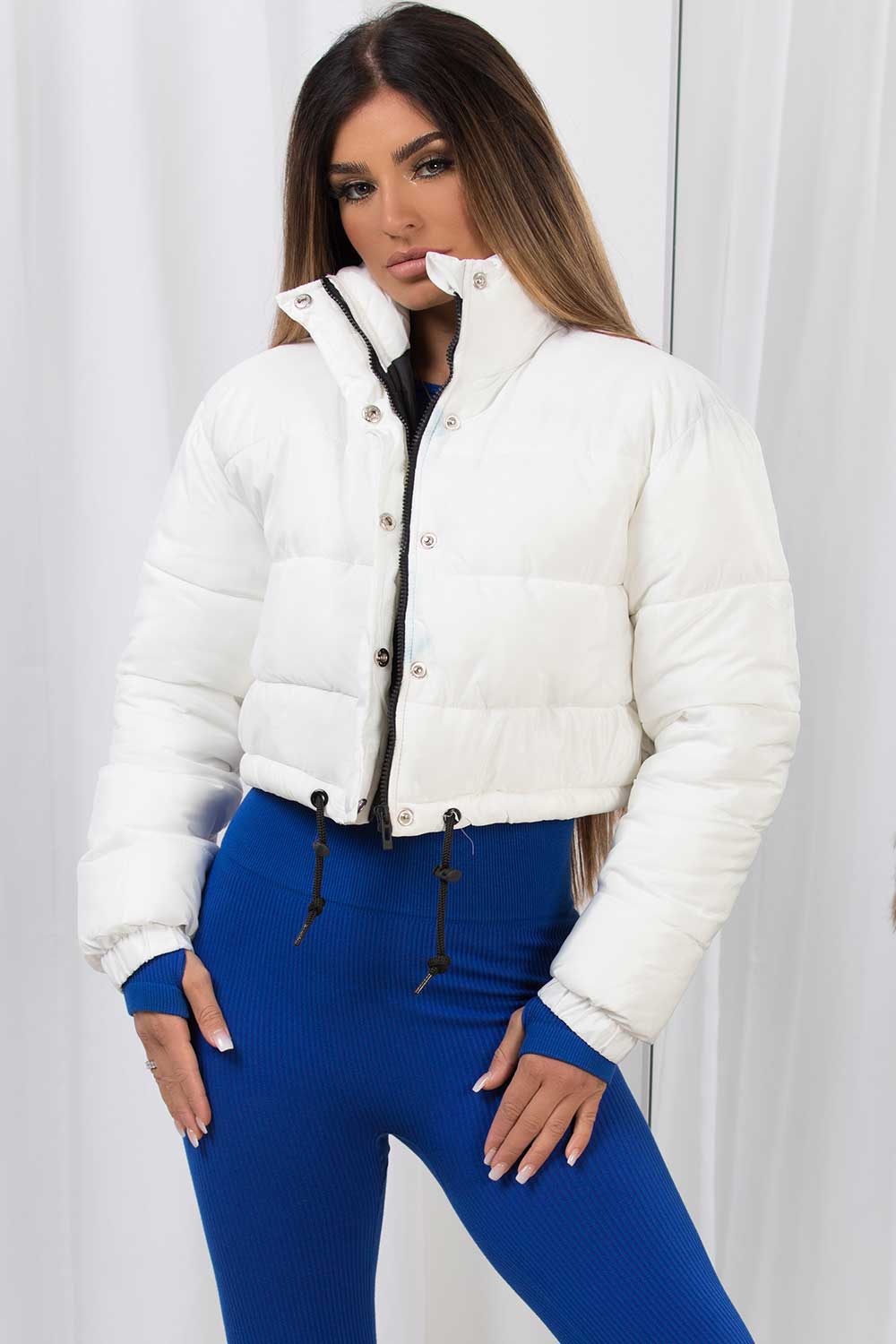 White Crop Puffer Jacket