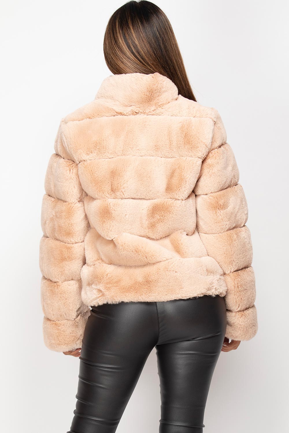 Faux Fur Coat Nude