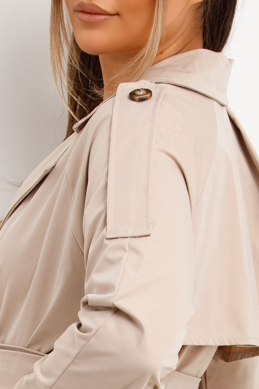 Trench Coat With Waist Belt Beige