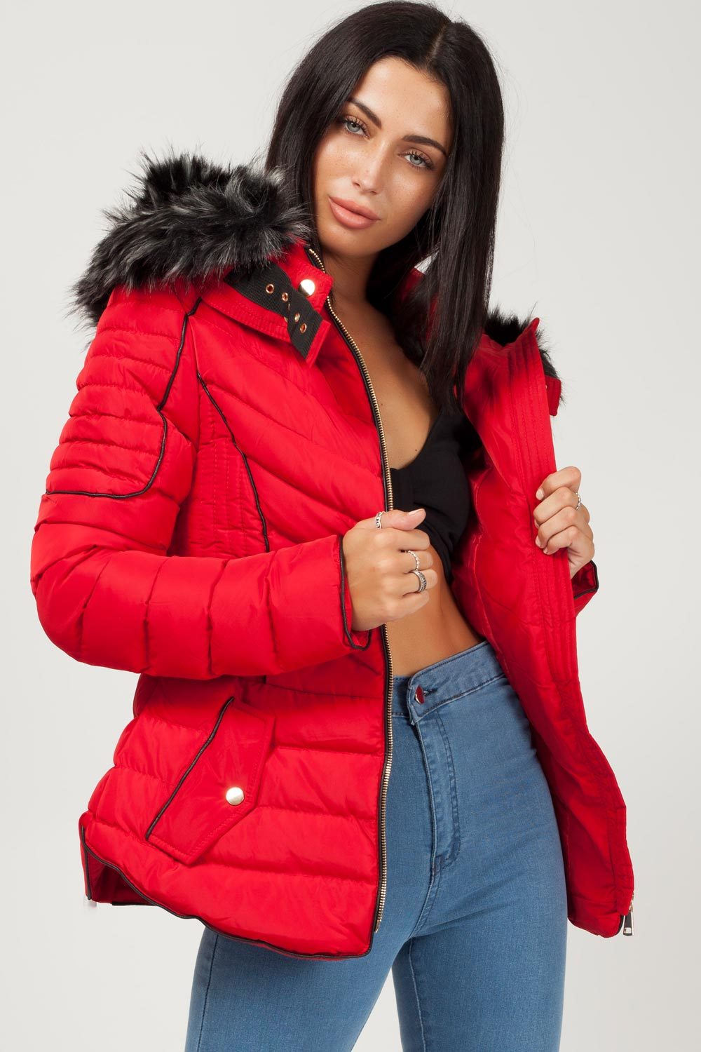 Fur Hooded Quilted Puffer Coat