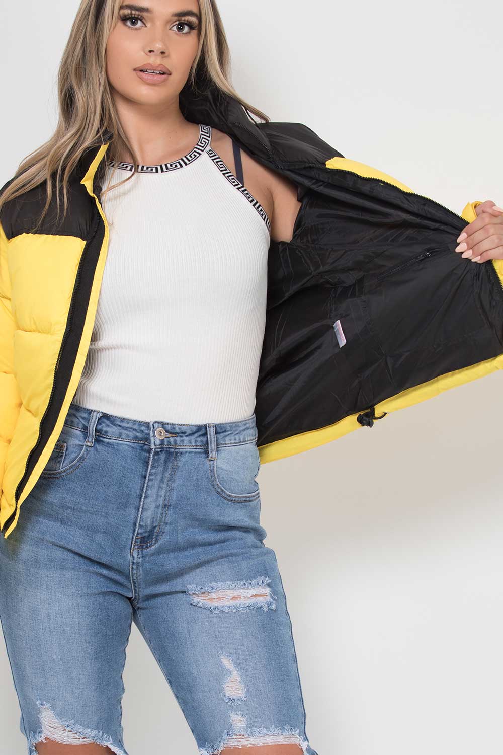 Puffer Jacket Yellow Colour Block