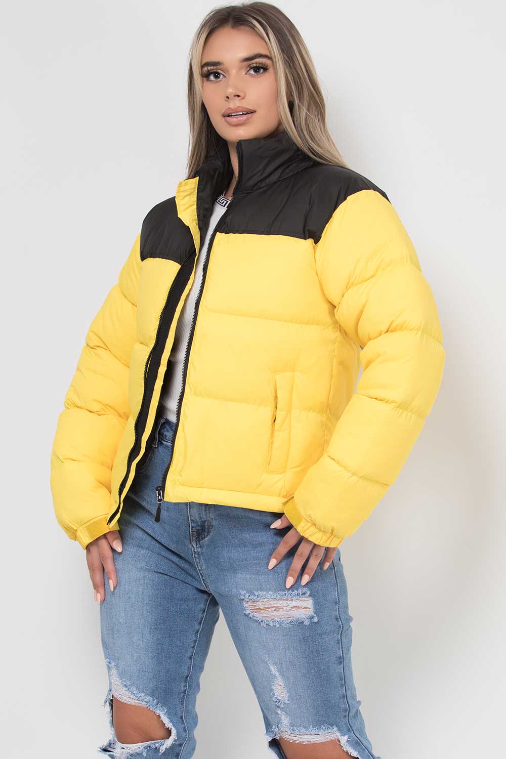 Puffer Jacket Yellow Colour Block