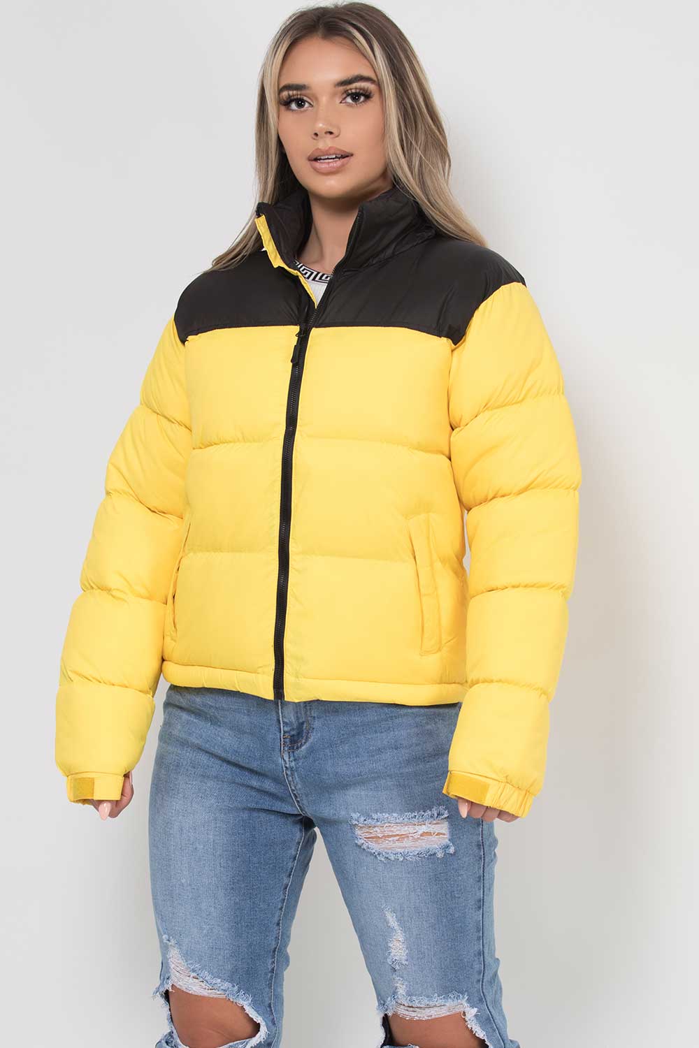 Puffer Jacket Yellow Colour Block