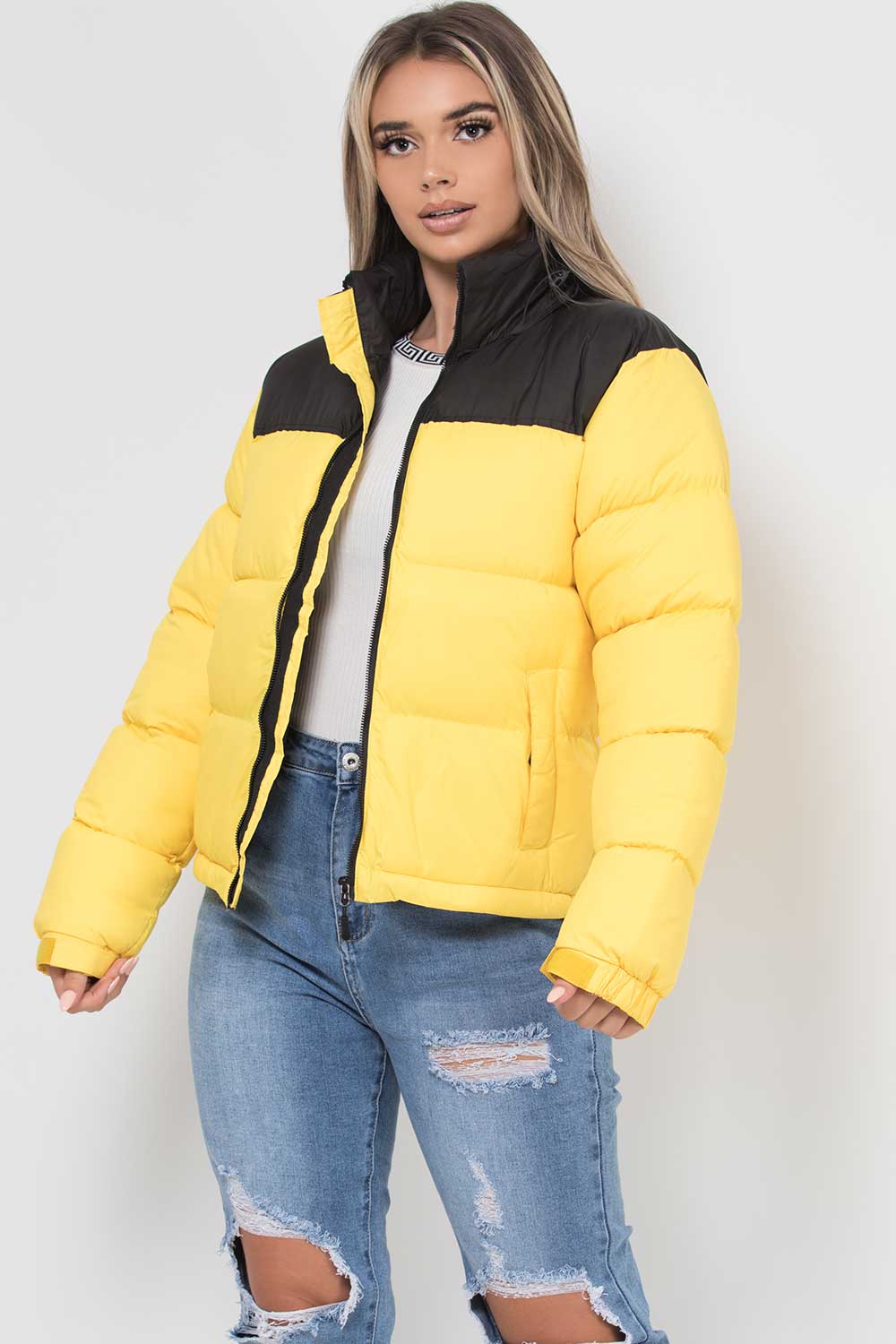 Puffer Jacket Yellow Colour Block