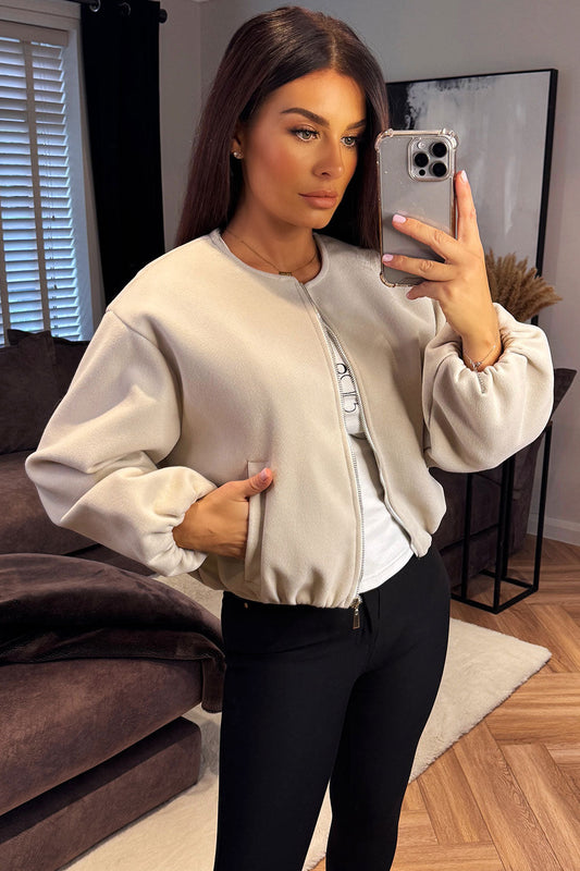 Soft Bomber Jacket Beige