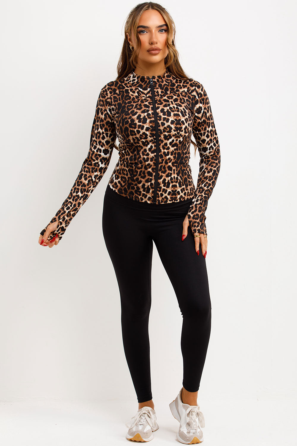 Sports Zip Up Jacket Leopard Print