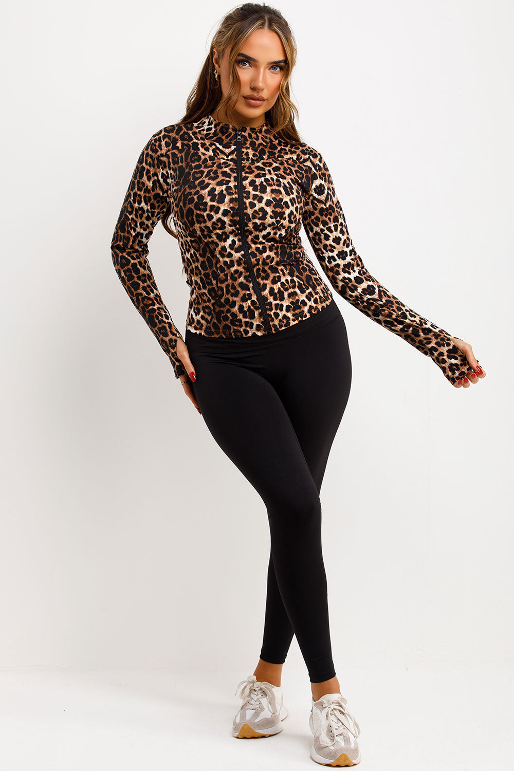 Sports Zip Up Jacket Leopard Print